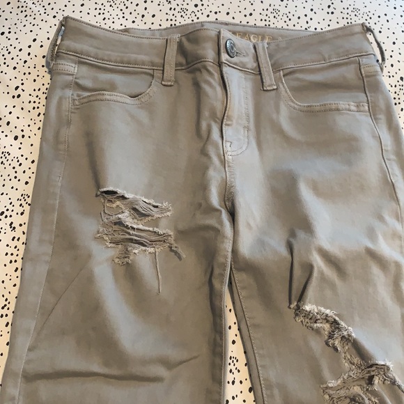 American Eagle Outfitters Grey Distressed Jeggings - Picture 7 of 8